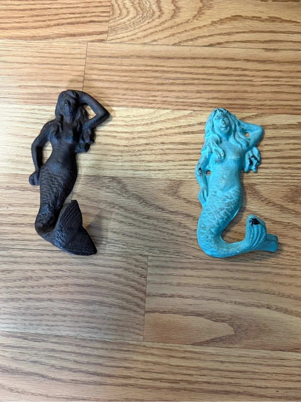 2 Cast Iron Antique Style Mermaid Figurine Hooks Nautical Rustic,Beach